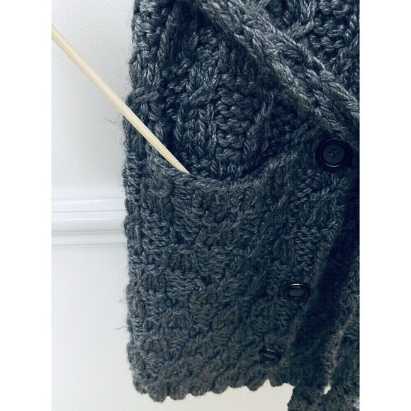 Manoush Cable SLeeveless Cardigan Vest Dress Wool Blend Designer Size Medium - Picture 8 of 12